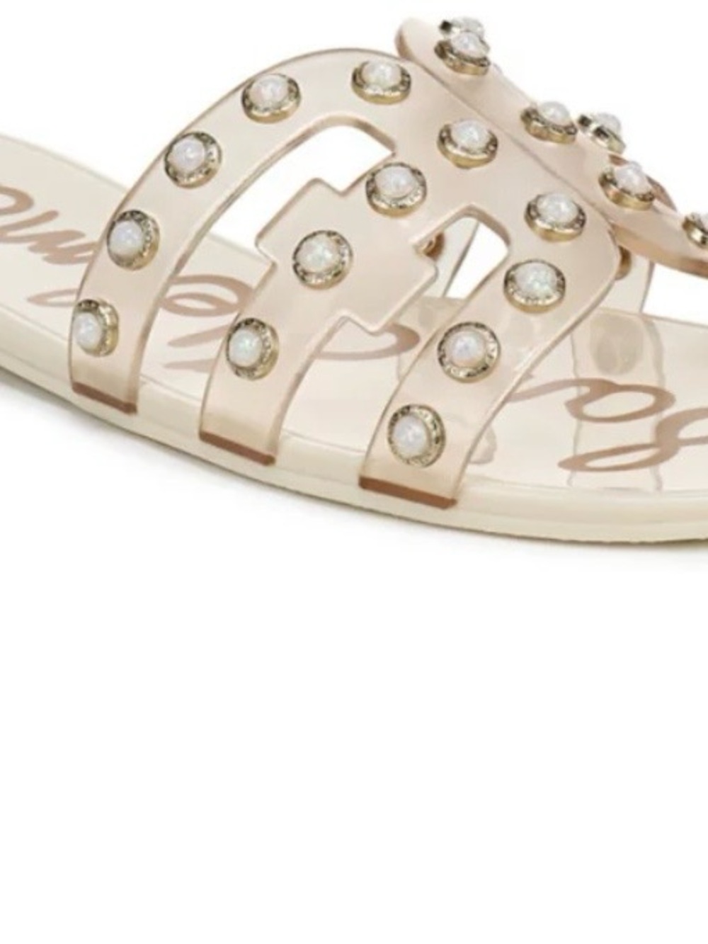 Sam Edelman Taupe Jeweled Slide Sandals Bay Jelly 2 Ivory Size 7 NIB